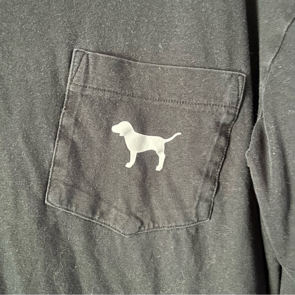 Black Victoria’s Secret Long Sleeve Tee with Red & Black Dog Logo on Back, Small - Picture 3 of 7